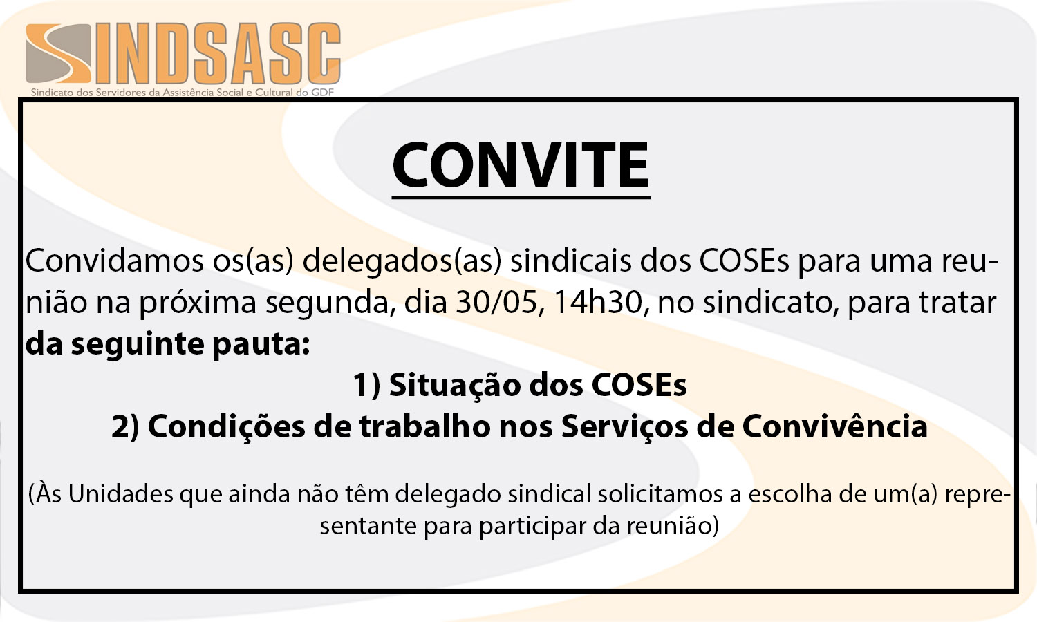 CONVITE - Delegados Sindicais